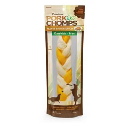 Pork Chomps Pork and Peanut Butter Flavor Braid Rawhide Alternatives Dog Treats - 0.17lbs