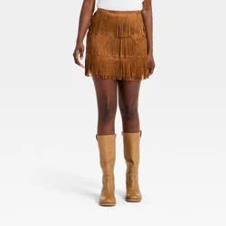 Women's Western Fringe Mini Skirt - Universal Thread™ Brown 4