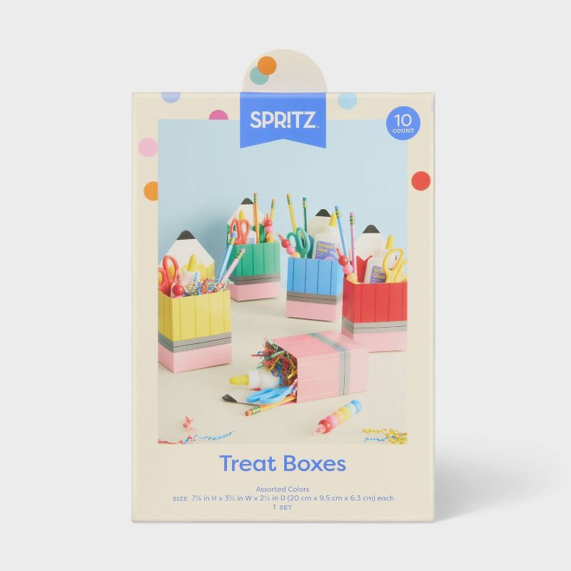 slide 1 of 3, 10ct Colored Pencil Classroom Back to School Treat Boxes - Spritz™, 10 ct