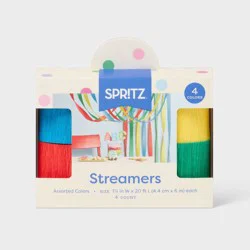 4pk Primary Color Rainbow Crepe Streamer Classroom Decor- Spritz™