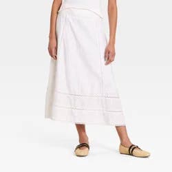 Women's Cutwork Midi Full Skirt - Universal Thread™ White 10