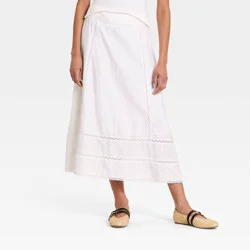 Women's Cutwork Midi Full Skirt - Universal Thread™ White 14