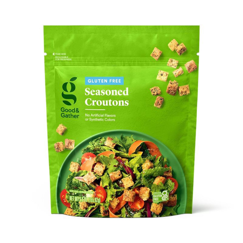 slide 1 of 4, Gluten Free Seasoned Croutons - 5.5oz - Good & Gather™, 5.5 oz