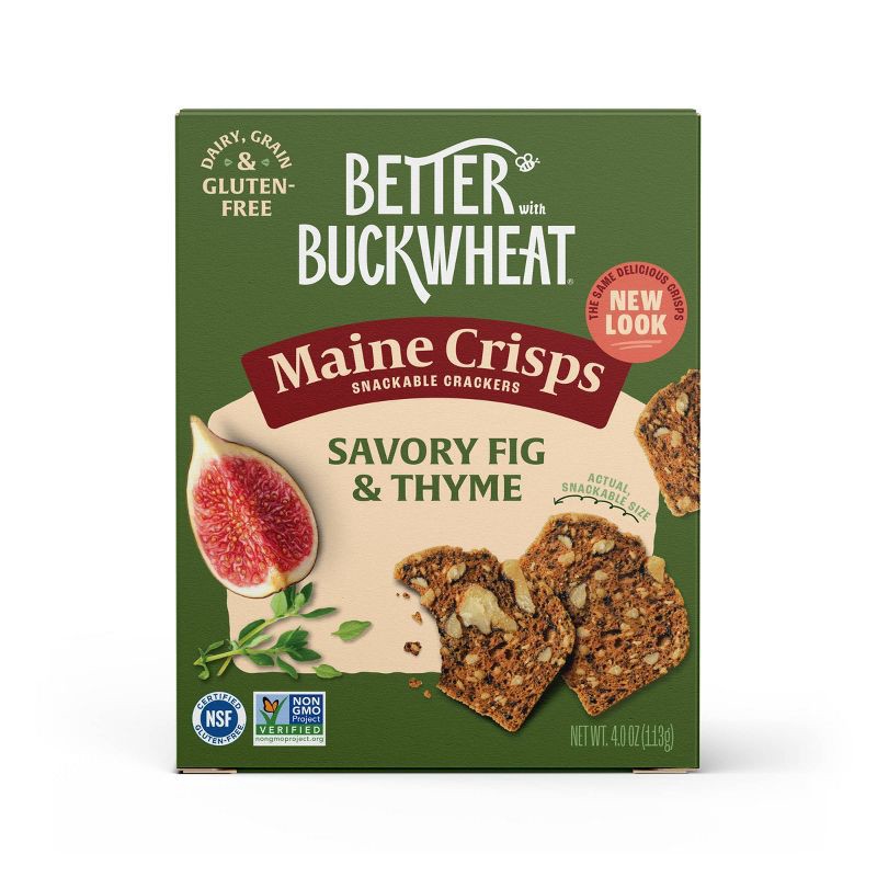 slide 1 of 5, Better With Buckwheat Maine Crisp Crackers Savory Fig & Thyme - 4oz, 4 oz