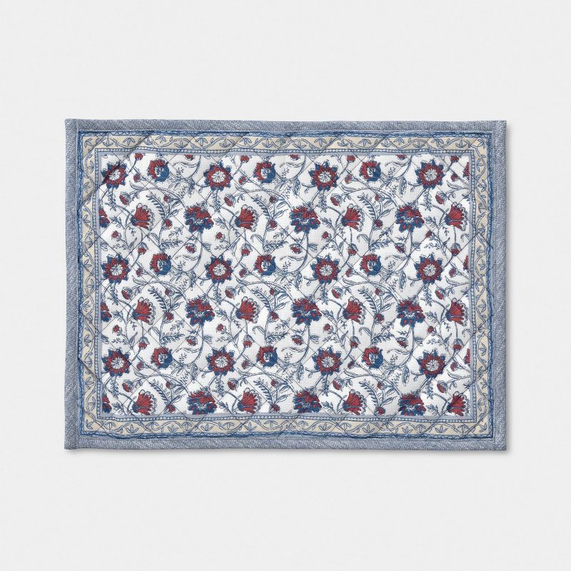 slide 1 of 4, Floral and Chambray Double Sided Placemat - Threshold™, 1 ct