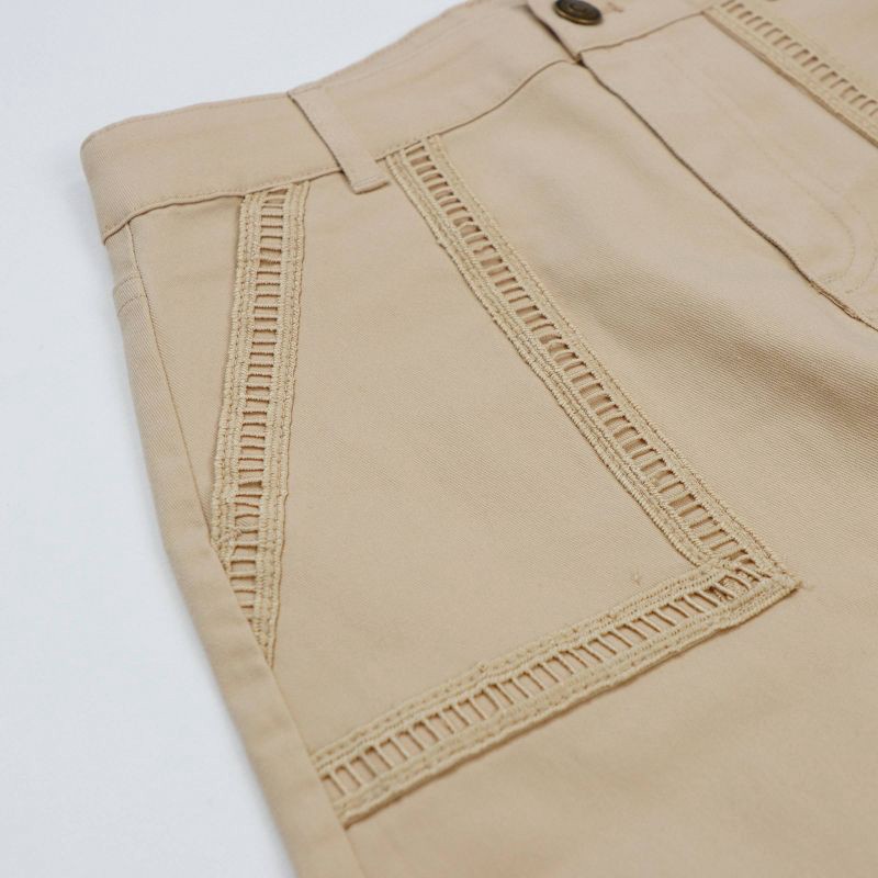 slide 4 of 9, Owillo® Girls' Ladder Trim Pants - Khaki M, 1 ct