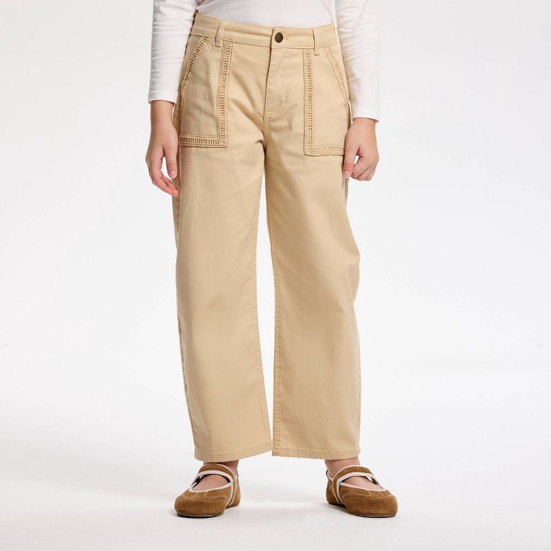 slide 8 of 9, Owillo® Girls' Ladder Trim Pants - Khaki M, 1 ct