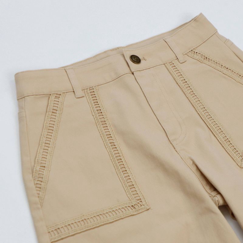 slide 3 of 9, Owillo® Girls' Ladder Trim Pants - Khaki XL, 1 ct