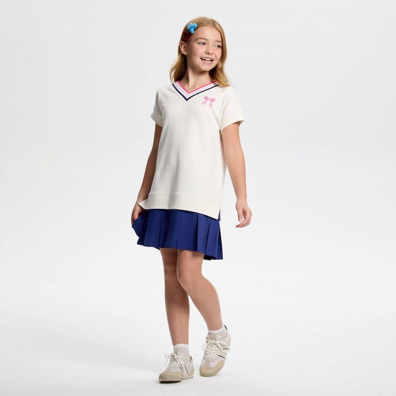 slide 2 of 3, Owillo® Girls' French Terry Tennis Dress - Cream L, 1 ct