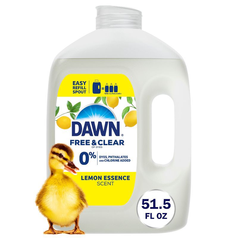 slide 1 of 8, Dawn Lemon Free & Clear Dish Soap Refills - 51.5 fl oz: Removes Grease, Multi-Surface Cleaning, Liquid Formula, 51.5 fl oz