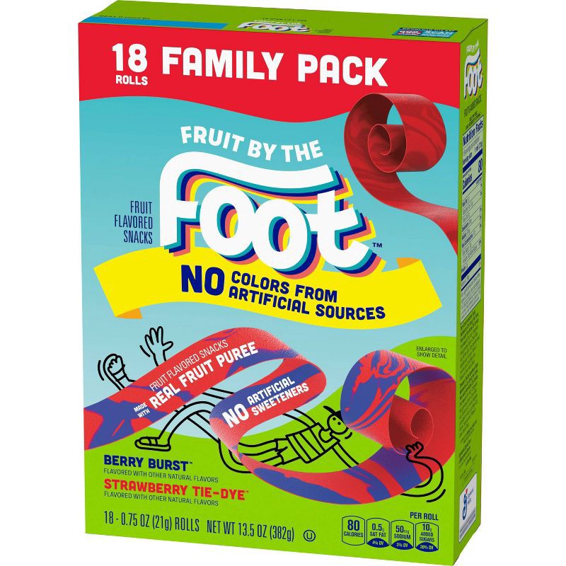 slide 5 of 5, Fruit by the Foot Fruit Roll-Ups Fruit Snacks Berry Burst + Strawberry Tie Dye - 15oz/30ct, 15 oz, 30 ct