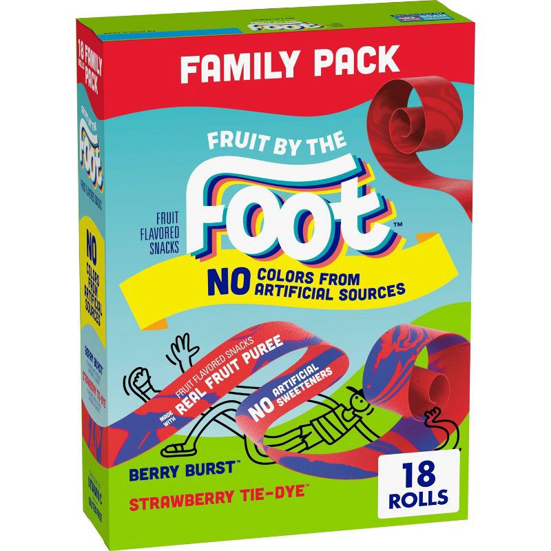 slide 1 of 5, Fruit by the Foot Fruit Roll-Ups Fruit Snacks Berry Burst + Strawberry Tie Dye - 15oz/30ct, 15 oz, 30 ct