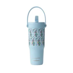 Reduce x Vera Bradley 24oz Chiller Go Leak Proof Stainless Steel Insulated Straw Tumbler Garden Paisley Blue