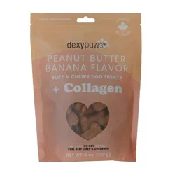 dexypaws. Banana and Peanut Butter Flavor Collagen Chewy Dog Treats - 6oz
