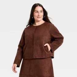 Women's Suede Jacket - A New Day™ Brown XXL
