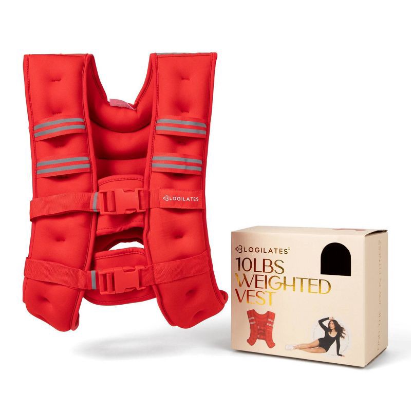 slide 2 of 5, Blogilates 10 Pound Weighted Vest - Red, 10 lb