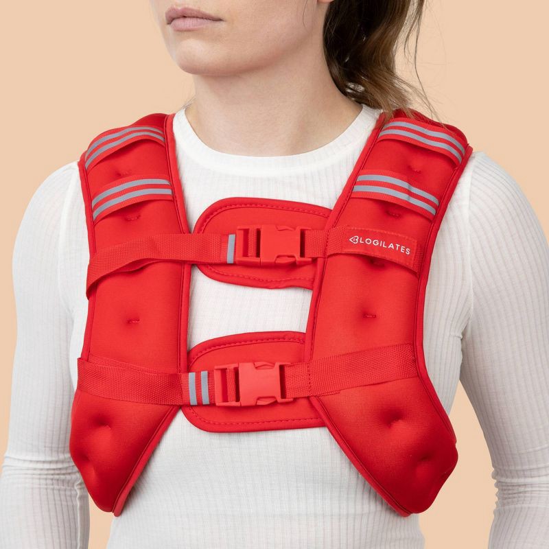 slide 3 of 5, Blogilates 10 Pound Weighted Vest - Red, 10 lb