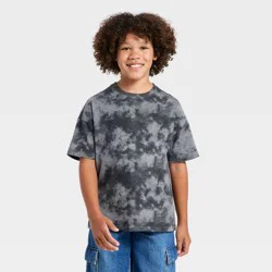Boys' Short Sleeve Oversized Tie-Dye T-Shirt - Cat & Jack™ Dark Gray M