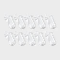 Girls' 10pk Scallop Edge Low Cut Socks - Cat & Jack™ White L