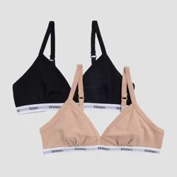 Hanes Originals Girls' Cotton Triangle Bra - Tan/Black S