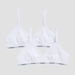 Hanes Originals Girls' Cotton Triangle Bra - White M