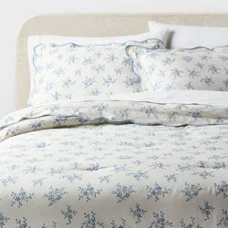 Full/Queen Floral Scallop Comforter and Sham Set Blue for Dorm - Threshold™