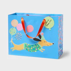 Large Party Dog Birthday Gift Bag with Tag Blue - Spritz™