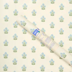 96"x30" Floral Gift Wrapping Paper Ivory/Blue - Spritz™