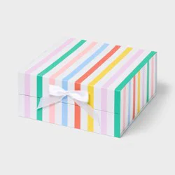 10"x10"x4" Square Gift Box with Bow Vertical Multi Stripe - Spritz™