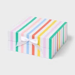 10"x10"x4" Square Gift Box with Bow Vertical Multi Stripe - Spritz™