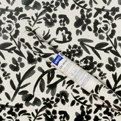 96"x30" Watercolor Floral Metallized Wedding Gift Wrapping Paper Black/White - Spritz™