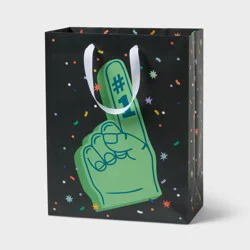 Medium Foam Finger Birthday Gift Bag Black/Green - Spritz™