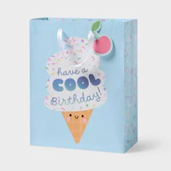 Large Ice Cream Cone 'Have a Cool Birthday' Gift Bag with Holographic Foil and Tag - Spritz™