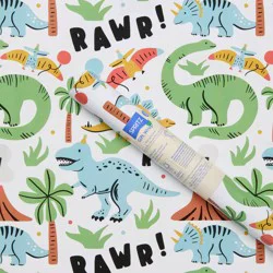 96"x30" Dinosaur Birthday Gift Wrapping Paper Colorful - Spritz™