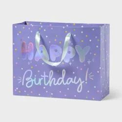Medium Holographic Foil 'Happy Birthday' Gift Bag Purple - Spritz™