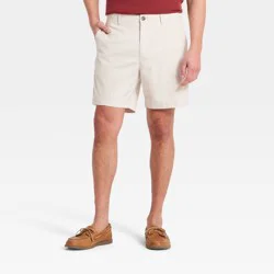 Men's 7" Flat Front Shorts - Goodfellow & Co™ Cream 34