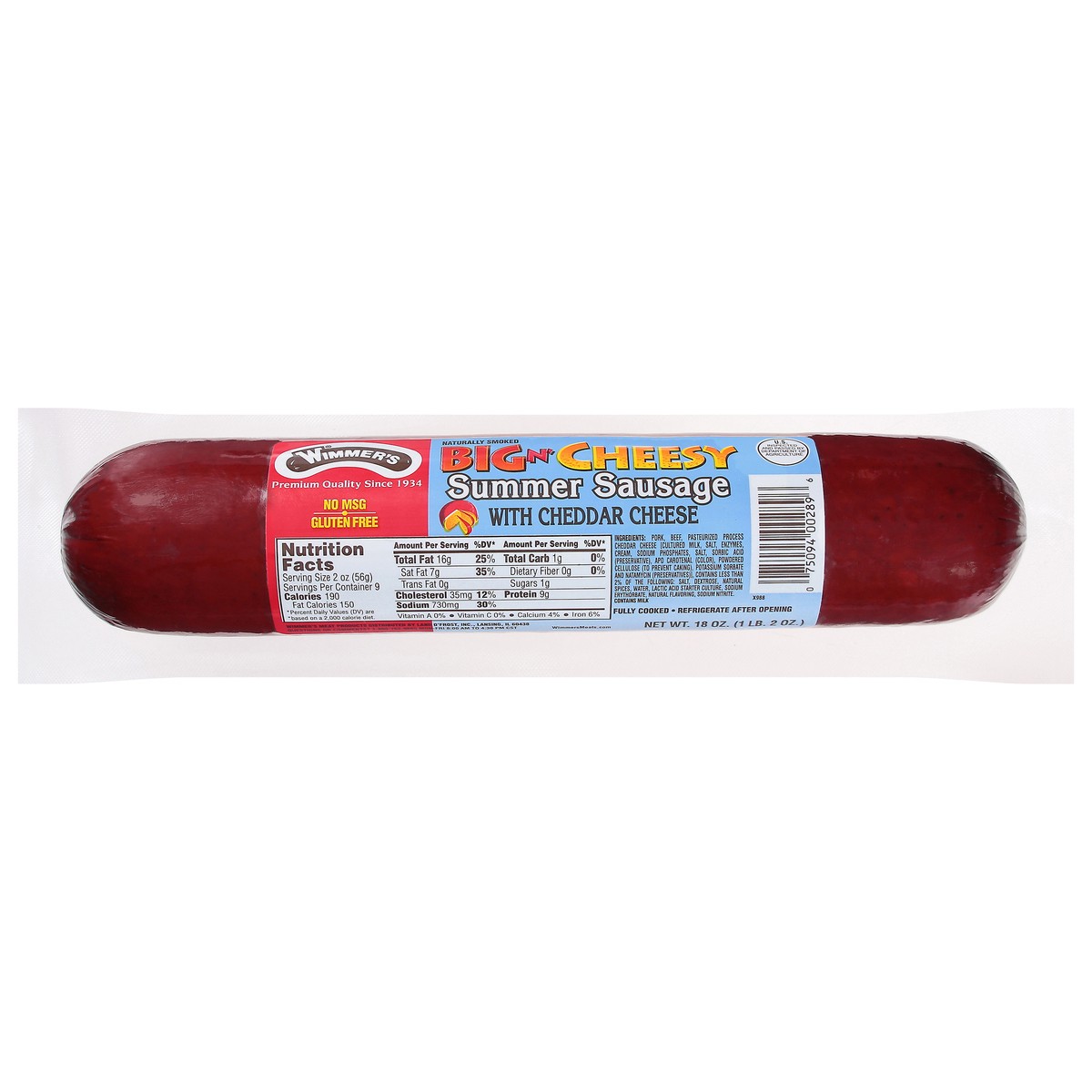 slide 8 of 13, Wimmer's Summer Sausage, 18 oz