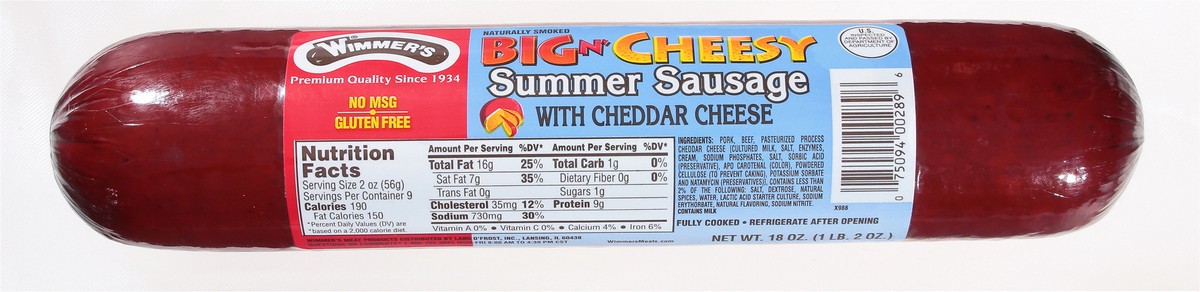 slide 12 of 13, Wimmer's Summer Sausage, 18 oz