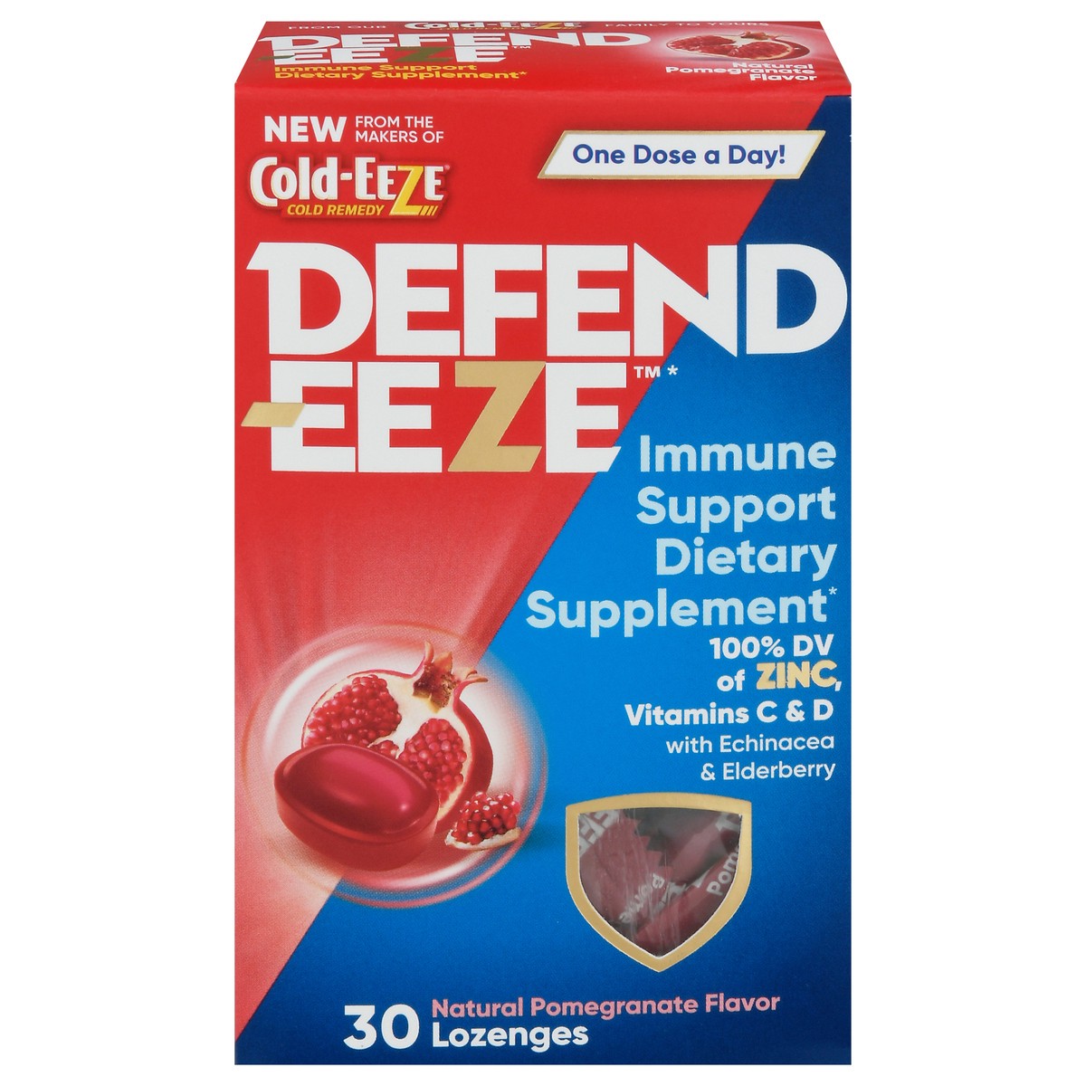 slide 1 of 16, Defend-Eeze Immune Support Natural Pomegranate Flavor Lozenges 30 ea, 30 ct