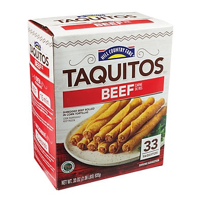 slide 1 of 1, Hill Country Fare Beef Taquitos, 33 ct