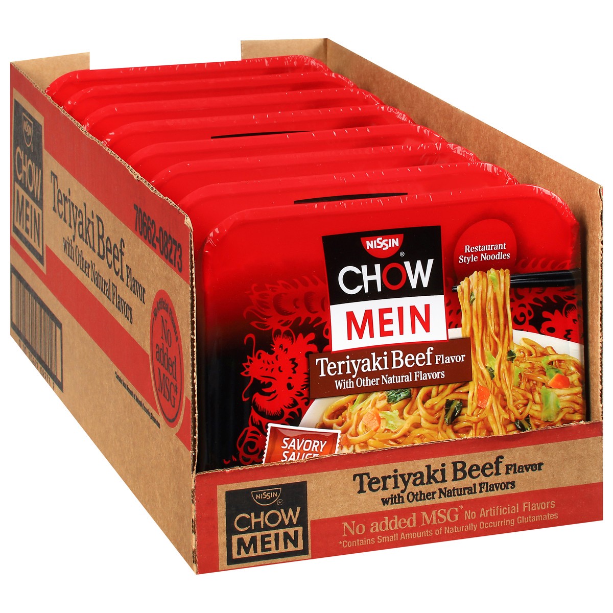 slide 7 of 9, Nissin Chow Mein Restaurant Style Teriyaki Beef Flavor Noodles 8 - 4 oz Trays, 32 oz