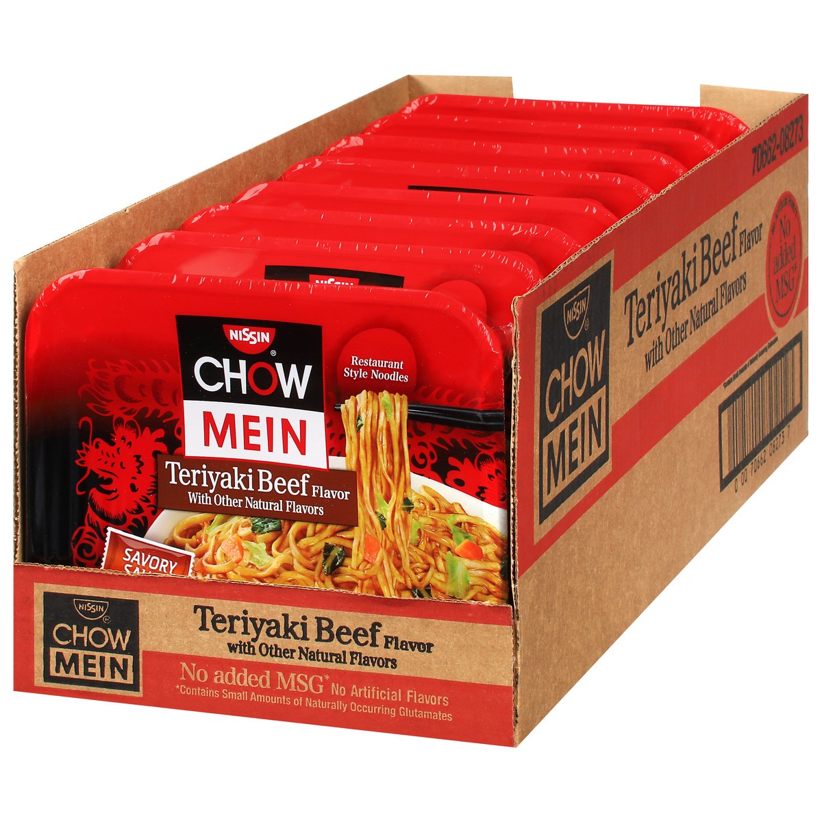 slide 9 of 9, Nissin Chow Mein Restaurant Style Teriyaki Beef Flavor Noodles 8 - 4 oz Trays, 32 oz