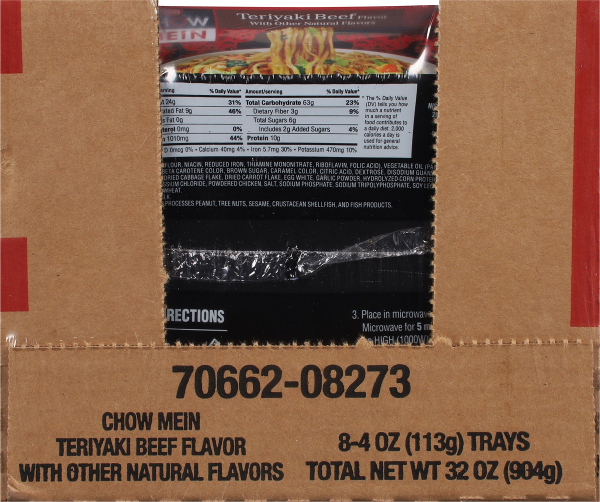 slide 5 of 9, Nissin Chow Mein Restaurant Style Teriyaki Beef Flavor Noodles 8 - 4 oz Trays, 32 oz