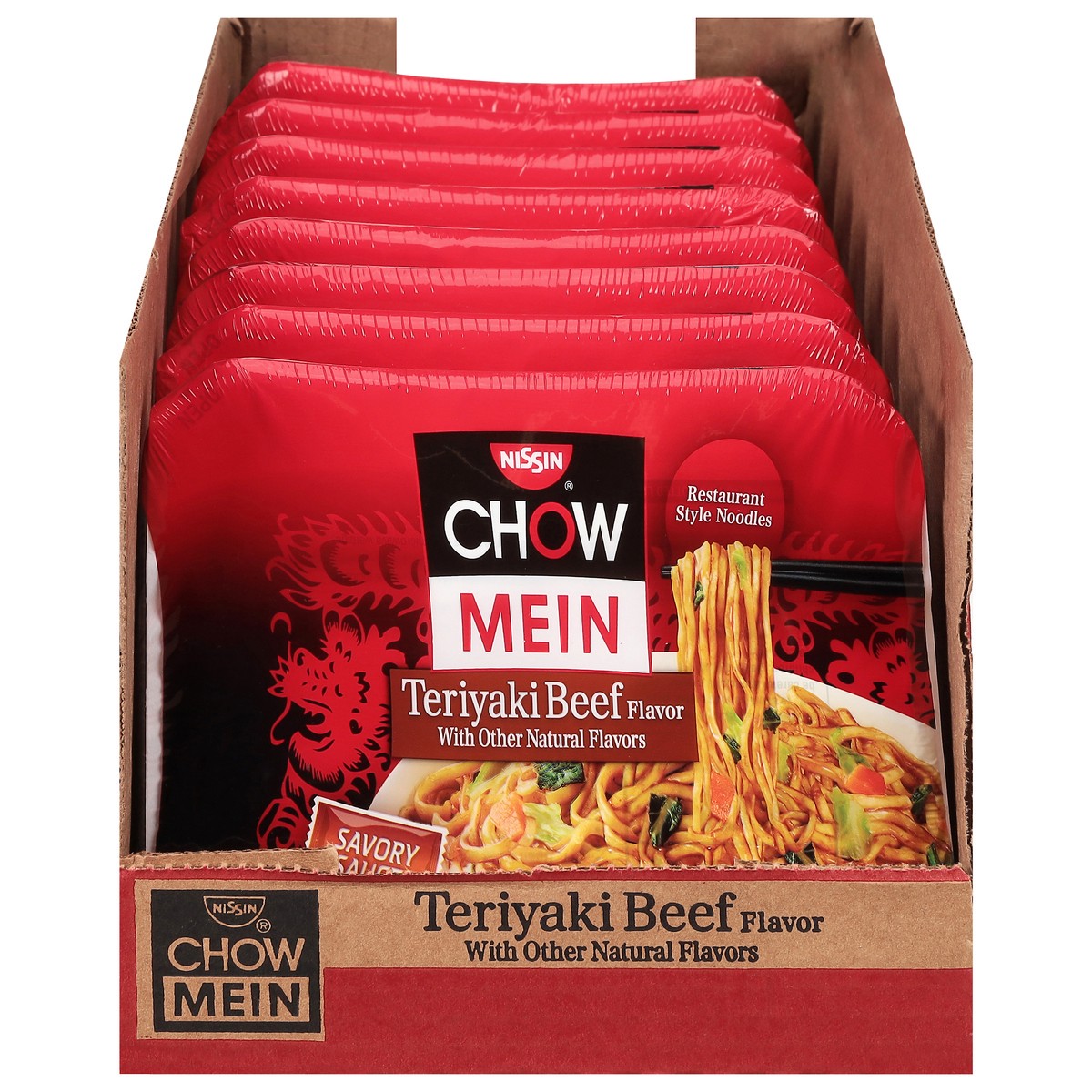 slide 1 of 9, Nissin Chow Mein Restaurant Style Teriyaki Beef Flavor Noodles 8 - 4 oz Trays, 32 oz