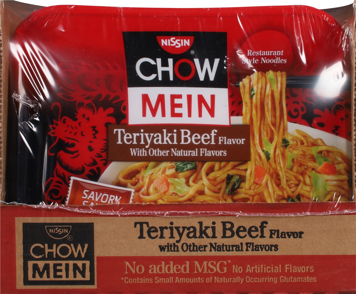 slide 6 of 9, Nissin Chow Mein Restaurant Style Teriyaki Beef Flavor Noodles 8 - 4 oz Trays, 32 oz