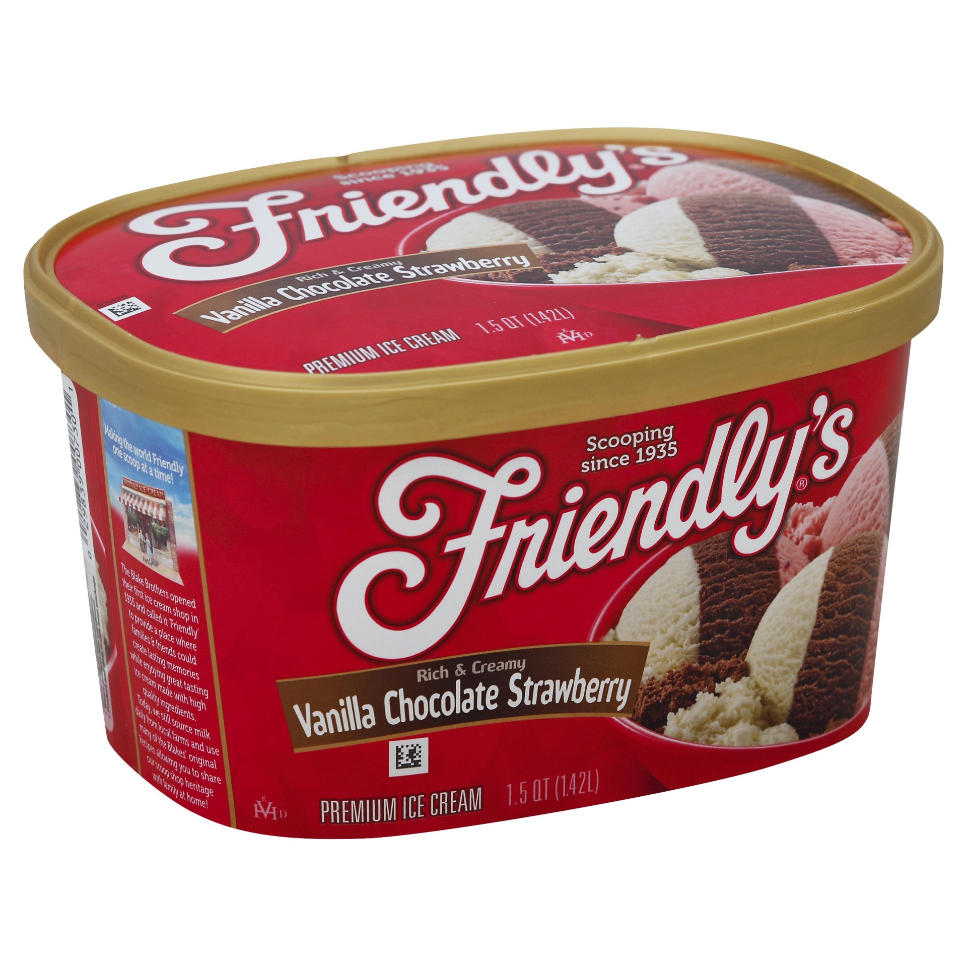 slide 1 of 2, Friendly's Vanilla Chocolate Strawberry Ice Cream, 48 oz
