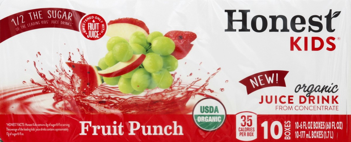 slide 4 of 4, Honest Kids Fruit Punch Organic Juice Drink - 10 ct; 6 fl oz, 10 ct; 6 fl oz