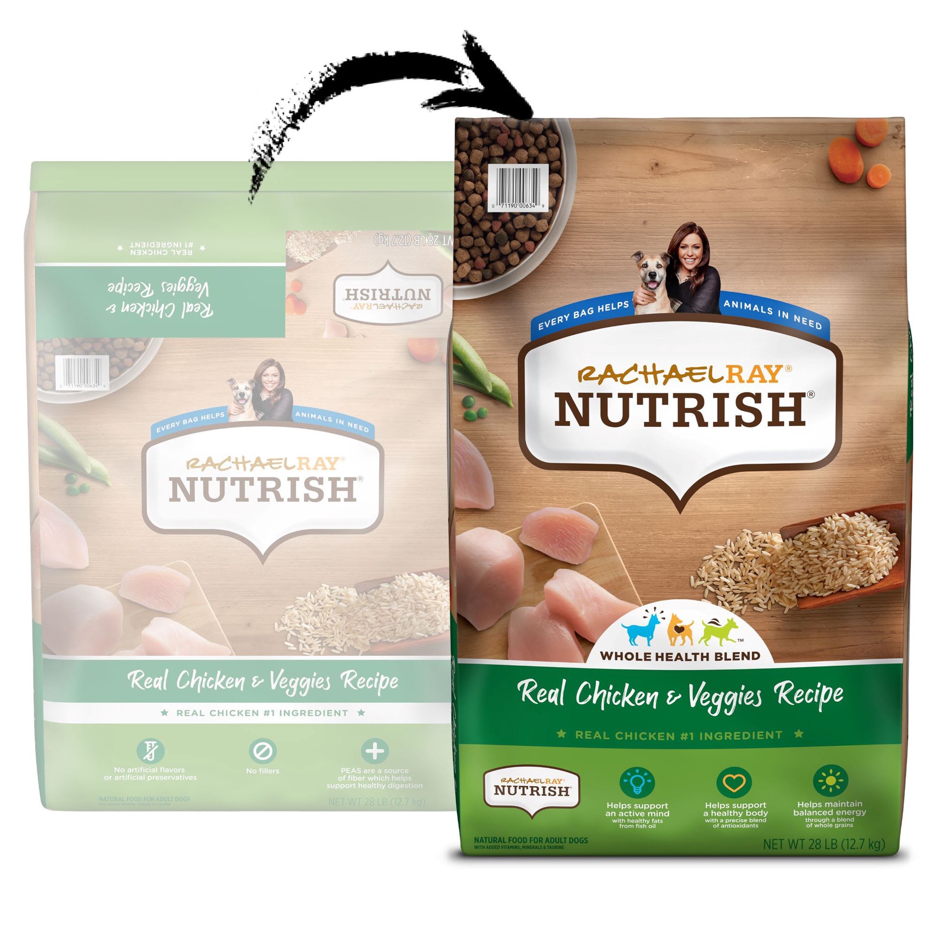 slide 1 of 10, Rachael Ray Nutrish Real Chicken & Veggies Recipe Dry Dog Food, 28 lb. Bag, 28 lb