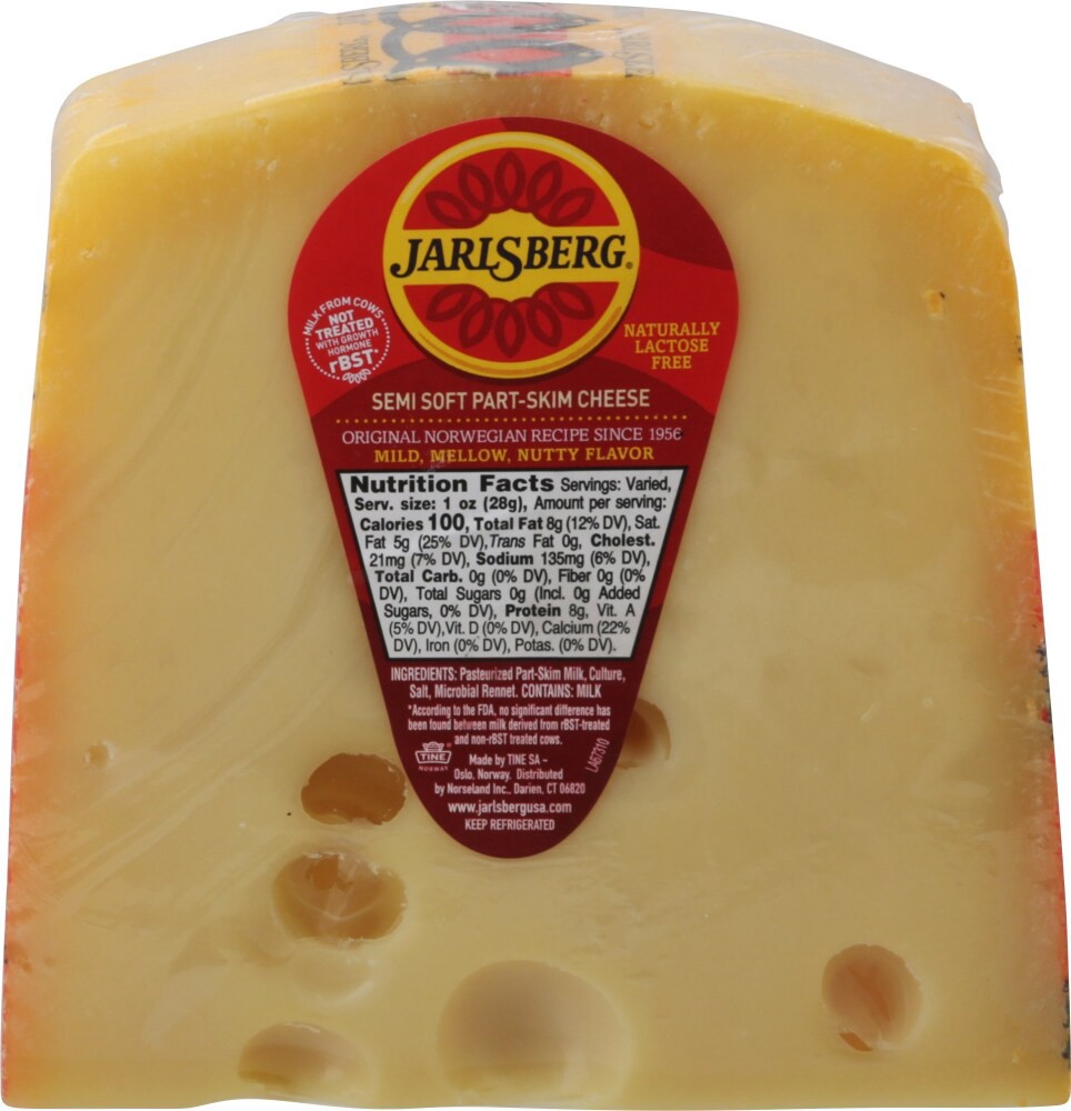 slide 1 of 1, Jarlsberg® Rindless Semi Soft Part-Skim Cheese, per lb