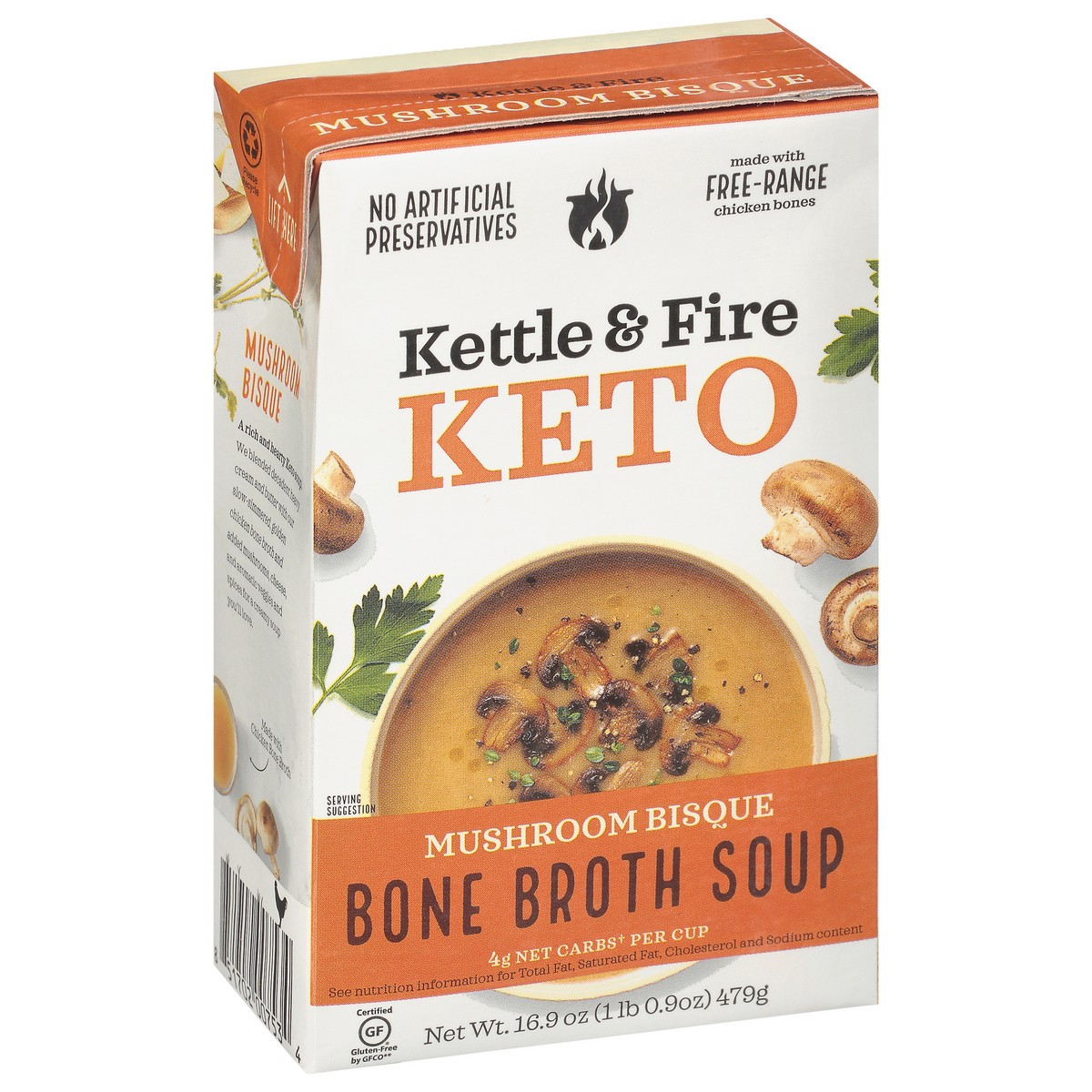 slide 14 of 14, Kettle & Fire Mushroom Bisque Soup with Chicken Bone Broth, 16.9 oz